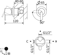LEAF-DIM-L-BIO Встраиваемый однорычажный смеситель на 1 выход, исполнение Белый матовый - Gidratop.ru изображение