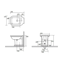 Биде напольное пристенное 55х37см с 1 отв. под смеситель, цвет: белый/хром - Gidratop.ru изображение