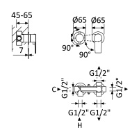 NAUTIC-VDIM3-M-NOP Встраиваемый однорычажный смеситель для душа с поворотным переключателем на 3 выхода, исполнение черный матовый - Gidratop.ru изображение