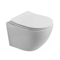 UNO 2.1 Унитаз подвесной безободковый с сиденьем дюропласт soft close BB7006CHR/SC - Gidratop.ru изображение