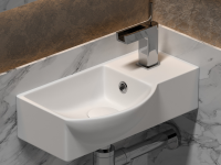 Умывальник подвесной прямоугольный  с крепежом (чаша слева, отверстие под смеситель справа) Element 400x220x120мм - Gidratop.ru изображение