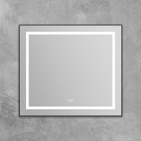 Зеркало в алюминиевой раме со встроенным светильником, сенсорным выключателем и подогревом, SPC-KRAFT-885-785-TCH-WARM-NERO, 885x32x785 мм - Gidratop.ru изображение