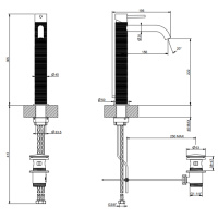 GESSI 316 смеситель для раковины на 1 отверстие, высокий, h=305мм, с донным клапаном, излив 156мм, цвет: brushed black metal pvd - Gidratop.ru изображение