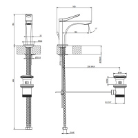 GESSI Rilievo смеситель для раковины на 1 отв. с донным клапаном  h=153мм, излив 126мм , цвет: bianco CN - Gidratop.ru изображение