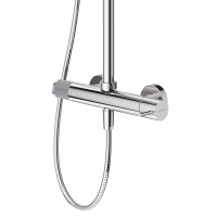 LEAF-CDA-30-L-01 Душевая стойка телескопическая, с верхним и ручным душем, верхний душ диаметр 300 мм металл, исполнение Хром - Gidratop.ru изображение