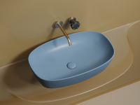 Умывальник чаша накладная овальная (цвет Голубой Матовый) Element 600x380x138мм - Gidratop.ru изображение