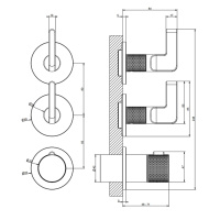 GESSI INCISO смеситель настенный встраиваемый, термостатический, с двумя запорными вентилями, внешняя часть, цвет Black Metal Brushed PVD - Gidratop.ru изображение