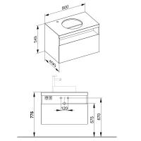 Тумба под раковину Keuco Stageline 32864970100, 80 см, с подсветкой, 1 ящик, цвет вулканит матовый - Gidratop.ru изображение