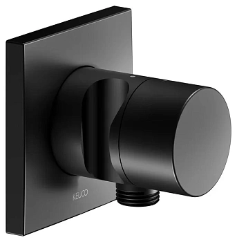 Вентиль запорный Keuco Ixmo 59541370202, квадратный, c выводом для шланга и держателем лейки DN 15, черный матовый