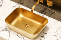 Раковина накладная ABBER Rechteck AC2200MMG золото матовое - Gidratop.ru изображение