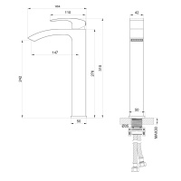Смеситель для раковины высокий WONZON & WOGHAND FIT, Темный графит (WW-88239009-BGM) - Gidratop.ru изображение