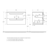 ECO-CER-N База под раковину подвесная с двумя выкатными ящиками, альпака брашированная, 800x457x500, ECO-CER-N-800-2C-SO-AS-P - Gidratop.ru изображение