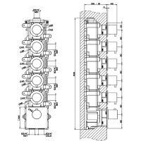 GESSI 316 встраиваемый термостатический смеситель на 5 источников, резьба 3/4 (внешние части), цвет: brushed black metal pvd - Gidratop.ru изображение