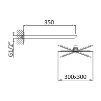 PORTA-TDDQ-30-01 Верхний душ 300x300мм с изливом 350 мм, квадратное сечение, исполнение хром - Gidratop.ru изображение