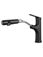 Смеситель для раковины с выдвижным изливом WONZON & WOGHAND, Черный матовый (WW-AE4151-MB) - Gidratop.ru изображение