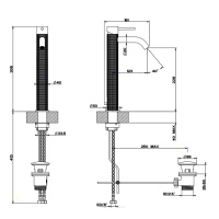 GESSI 316 смеситель для раковины на 1 отверстие, высокий h=305мм, с донным клапаном, излив 123мм, цвет: steel brushed - Gidratop.ru изображение