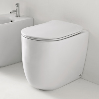 Унитаз безободковый пристенный 55х35 см, с креплениями WB5N, цвет: Белый матовый - Gidratop.ru изображение